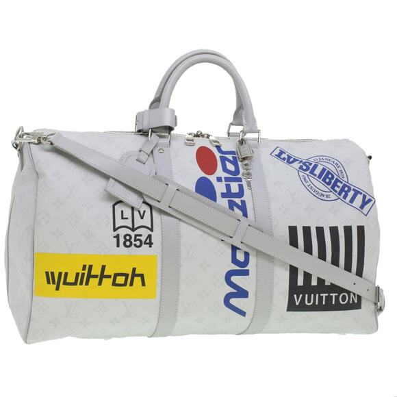 LOUIS VUITTON Monogram Keepall Bandouliere 50 Boston Bag White M44643 - Picture 1 of 16